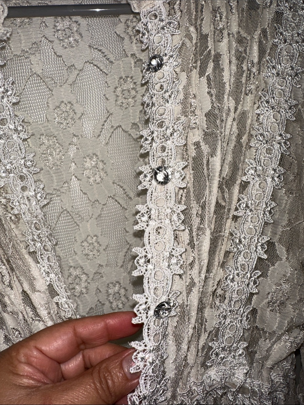 Sheer Lace Kimono Robe in Cream vintage 1 bottom loose - Picture 8 of 16